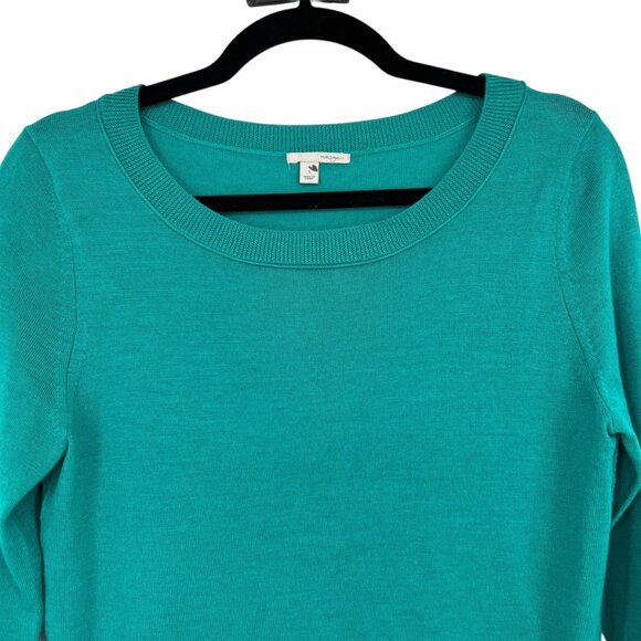 Halogen Teal Blue Merino Wool 3/4 Sleeve Sweater Size Small - Picture 2 of 14